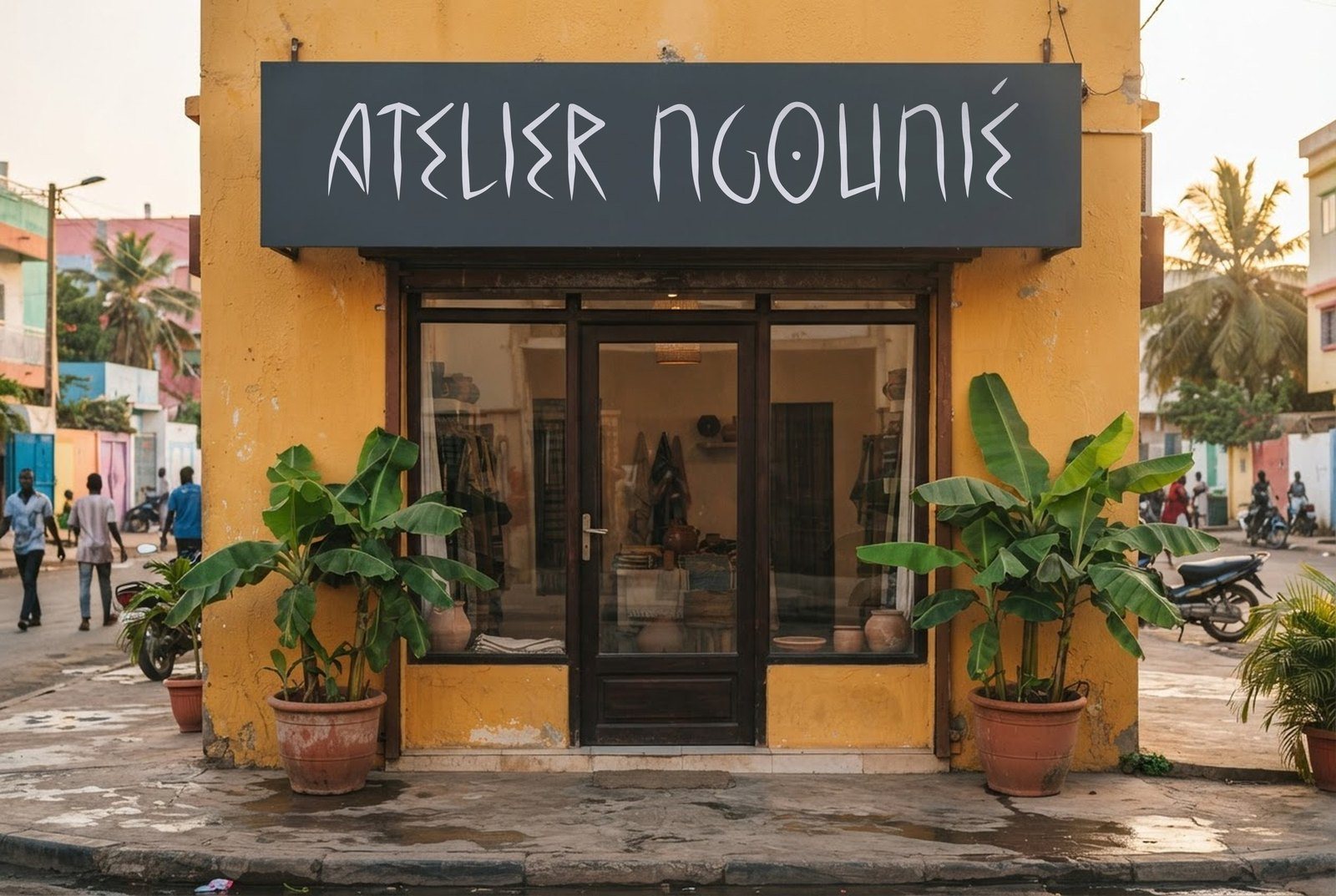 Enseigne Atelier Ngounié composée en Kevazingo Runes