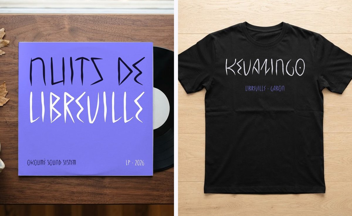 Pochette de disque et t-shirt composés en Kevazingo Runes