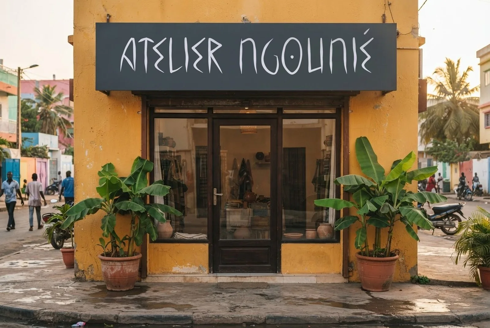 Enseigne Atelier Ngounié composée en Kevazingo Runes